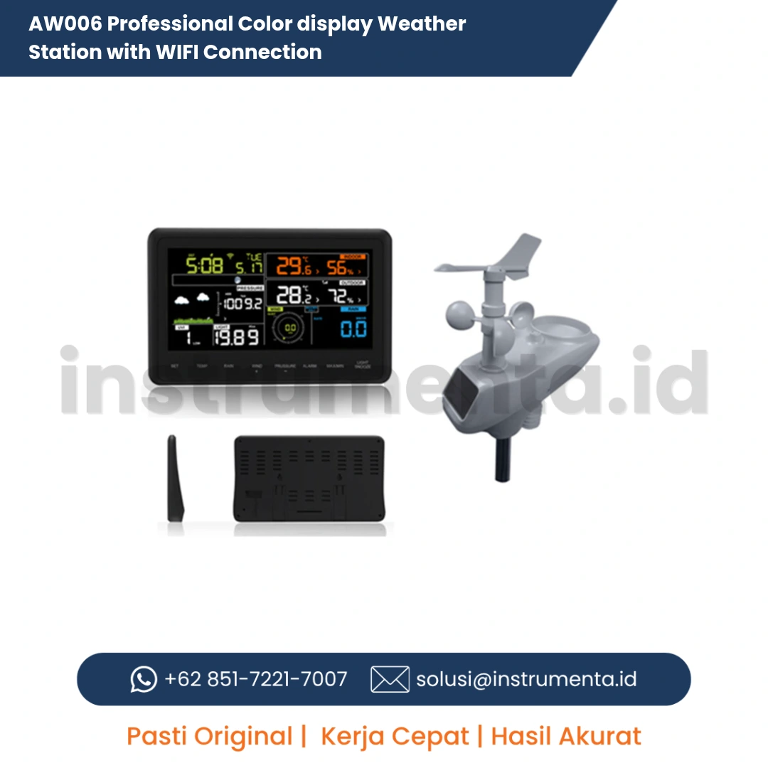 Authorized Distributor AW006 Professional Color Display Weather Station dengan Konektivitas WIFI Alat Monitoring Meteorologi Industri